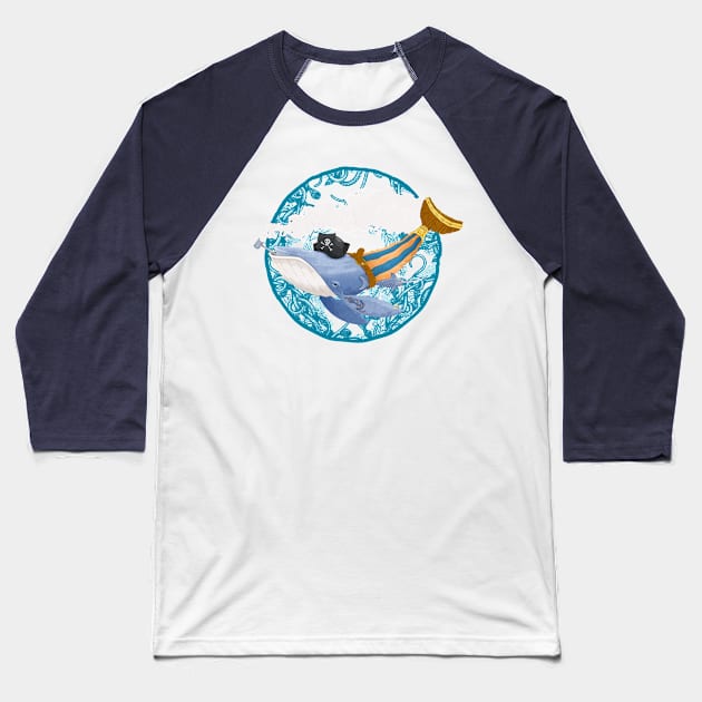 ballena Pirata Baseball T-Shirt by erdavid